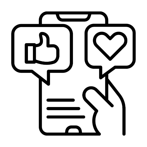 Icône représentant les réseaux sociaux comme Facebook, Instagram, LinkedIn ou TikTok. Icon representing social media platforms such as Facebook, Instagram, LinkedIn, or TikTok.