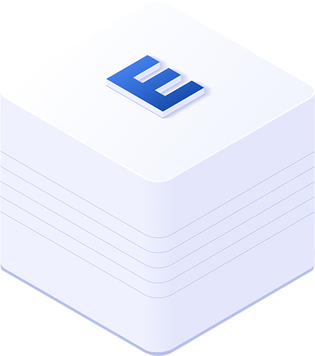 Lettre E stylisée en 3D avec effet moderne et lumineux. Stylized 3D letter E with modern and glowing effect.