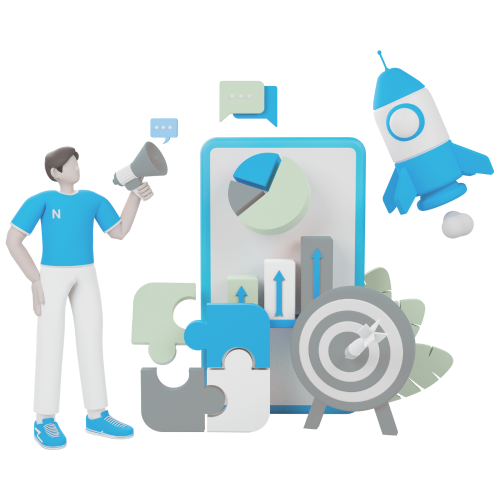Personne utilisant un ordinateur portable avec des icônes de marketing digital autour – Person using a laptop with digital marketing icons around