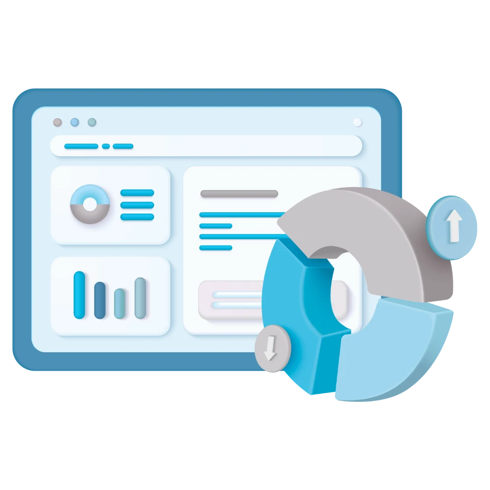 Graphiques colorés montrant des statistiques de marketing digital sur un écran d’ordinateur – Colorful graphs showing digital marketing statistics on a computer screen