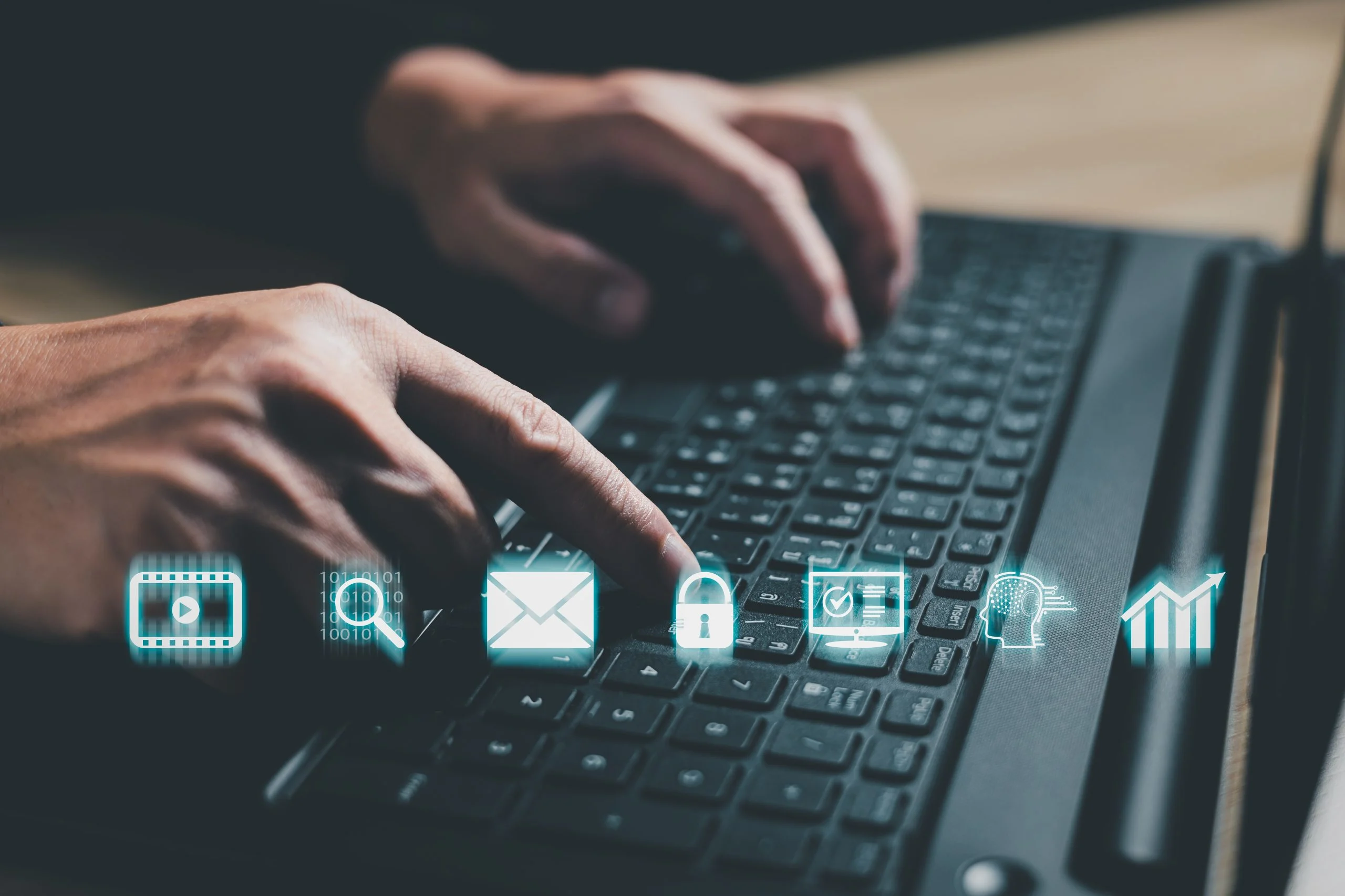 Illustration représentant des concepts modernes de marketing digital avec des graphes et outils numériques. Illustration depicting modern digital marketing concepts with graphs and digital tools.