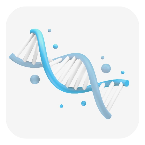 Image 3D d’une double hélice d’ADN stylisée, symbolisant la génétique et l’essence fondamentale. 3D image of a stylized DNA double helix, symbolizing genetics and fundamental essence.