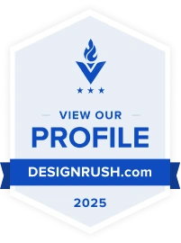 Badge DesignRush certifiant ArfBlue comme agence marketing digital professionnelle